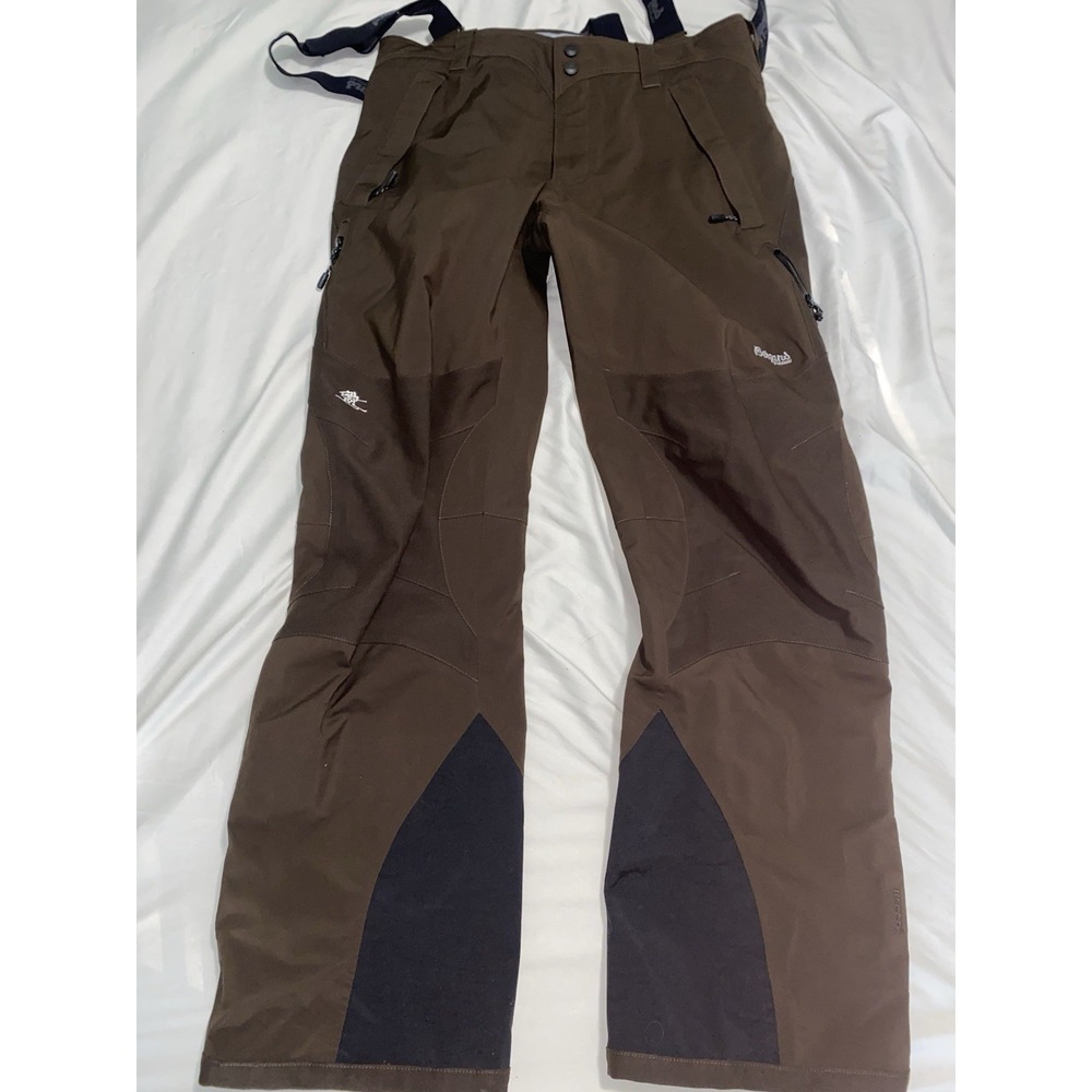 BERGANS OF NORWAY Mens Trousers Suspenders Pants Mens Large Snow Ski RECCO Brown
